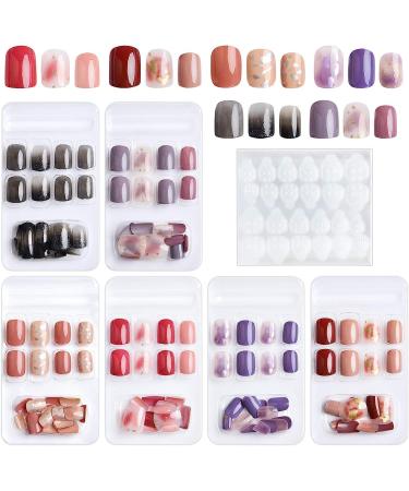Kalolary 144PCs false nails wrong short nails of full fingered fingernail Artificial acrylic nails with 144PCs nail glue sticker for women girls nail art diy decoration - c - Buy Online on GoSupps.com