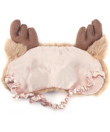  Dioche Cute Sleepping Eyemask Animal Cartoon Style Eye Cover Christmas Deer Snowboard Winter Plush with Blindfold Eyes Sleep Mask Nap Eye Mask for Women (1#) - Buy Online on GoSupps.com