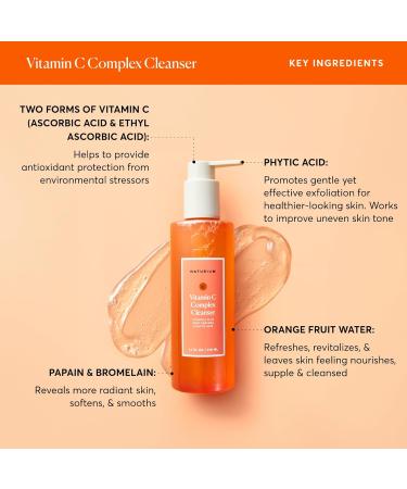 Naturium Vitamin C Complex Cleanser, Gently Exfoliating & Deeply Cleansing Foaming Face Wash Gel with Phytic Acid & Fruit Enzymes, 7.1 oz - Buy Online on GoSupps.com