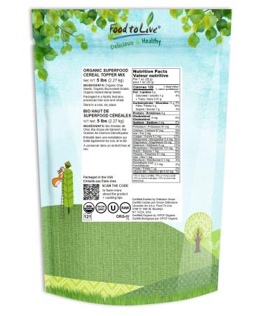 Organic Superfood Cereal Topper 5 lbs with Non-GMO Hemp, Chia & Buckwheat Seeds - Vegan, Kosher, Omega-3 & Fiber-Rich - Buy Online on GoSupps.com