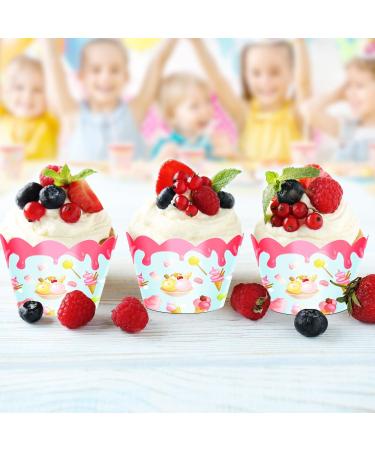 24pcs Dessert Cupcake Wrappers Pick for Ice Cream Hot Summer Hawaii Theme Decor Supplies Baby Shower Girls Boys Happy Birthday Party Decorations - Buy Online on GoSupps.com
