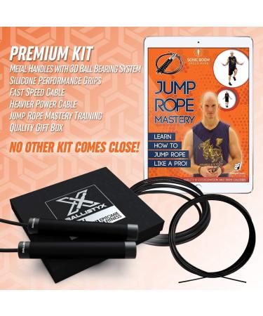 Ballistyx Premium Speed Jump Rope with 360 Spin Steel Handles, Silicone Grips, 2 Adjustable Cables - Ideal for Crossfit, Gym, Home Fitness - Carbon Black - Buy Online on GoSupps.com