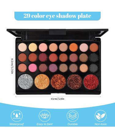Kioiner 29 Colors Eyeshadow Palette Waterproof High Pigmented Long Lasting Eye Make up Kit Matte Shimmer Glitter Colorful Eyeshadows Make Up Box For Stage Catwalk Show - Buy Online on GoSupps.com