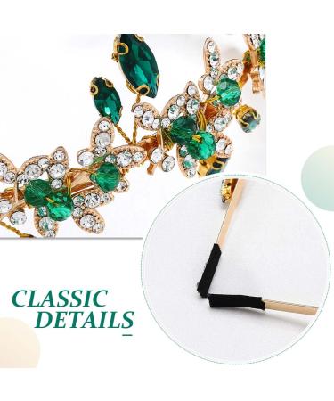 Green Rhinestone Gold Leaf Wedding Headpiece - Bridal Crystal Hair Hoop for Women and Girls - Buy Online on GoSupps.com