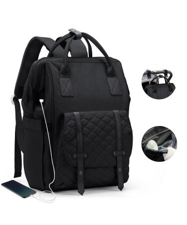 Baby casual diaper backpack winding bag large waterproof diaper bags backpack baby bag multifunctional for mom and dad a1-black