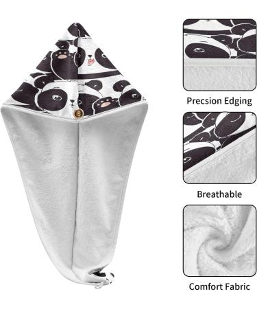 Panda Pattern Quick Dry Hair Cap Set - 2 Piece Super Absorbent Towel & Button Headband | Soft & Comfortable for All Hair Types - Buy Online on GoSupps.com