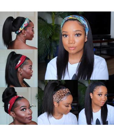 18 Inch Straight Human Hair Headband Wig for Black Women - Glueless, Brazilian Virgin Hair Machine Made Wig - Natural Black, 150% Density - Buy Online on GoSupps.com