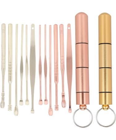 Stainless Steel Earwax Remover Kit - Ear Spoon Scoop & Wax Pick - Rose Gold+Gold | Earwax Cleaning Tool - Buy Online on GoSupps.com