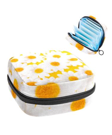 Women's bonds Still Pad Holder close -up daisy flower flowers yellow background portable period kit pocket feminine product bag for women girls color2
