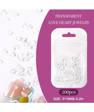 200 PCS Heart Nail Charms - Clear Acrylic 3D Nail Beads for Women & Girls Nail Art Design - Buy Online on GoSupps.com