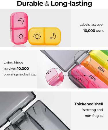 Weekly Pill Organizer 7 Day AM PM FULLOT Easy-Open Pill Box for Vitamins Fish Oil & Supplements High Capacity & Convenient Design - Buy Online on GoSupps.com