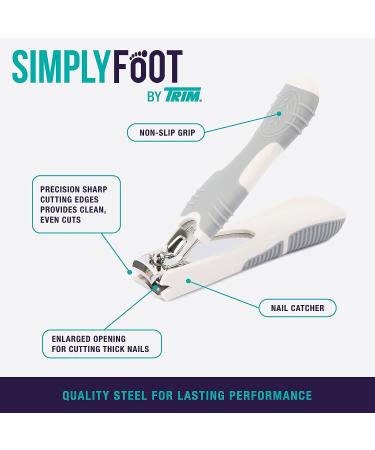 TRIM Simply Foot Toenail Clippers - Quality Steel Blades, Enlarged Opening, Catcher Base - Easy to Use Foot Care Tool for Men and Women (White) - Buy Online on GoSupps.com