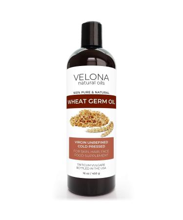 Velona Wheat Germ Oil USP Grade 16 oz 100% Pure & Natural Carrier Oil for Cooking, Face, Hair, Body & Skin Care - Buy Online on GoSupps.com