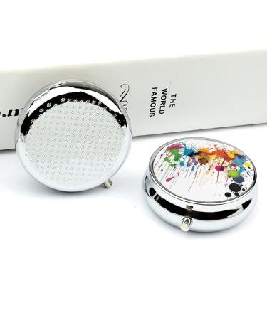Travel Pill Box Organizer - 3 Compartment Portable Case with Abstract Paint Splashes for Handbags & Pockets - Buy Online on GoSupps.com