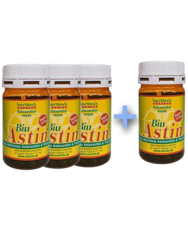 Astaxanthin - from Hawaii - 3+1 free biuastin 50 capsules vegan with 12 mg natural astaxanthin - the original Ivarsson's biuastin!50 pieces (1 Pack)