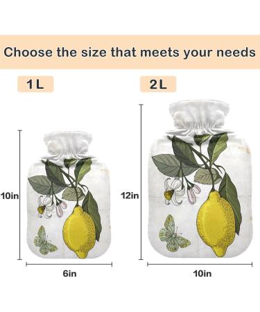 Naanle Vintage Flower Lemon Hot Water Bottle 1L | Transparent Cover for Pain Relief & Therapy - Ideal for Bed Hands & Feet - Buy Online on GoSupps.com