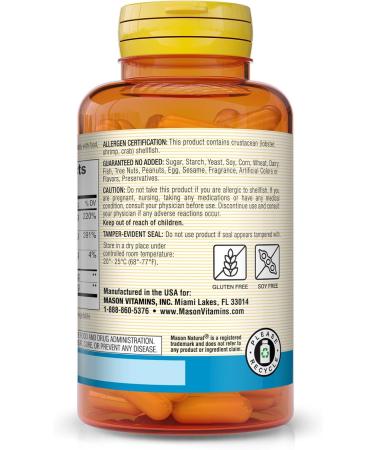 Mason Natural Glucosamine Chondroitin 1500/1200 3 Per Day with Vitamin C Supports Joint Health Improved Flexibility and Mobility 180 Capsules - Buy Online on GoSupps.com
