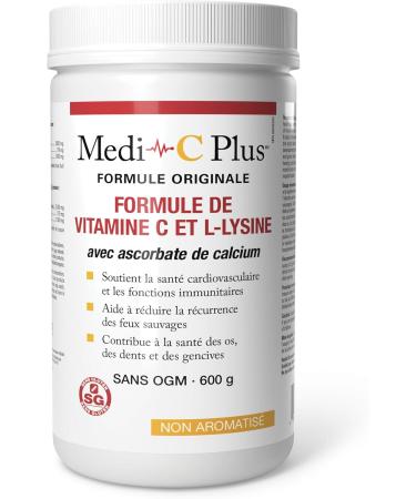 Medi-C Plus Vitamin C & L-Lysine with Calcium Powder 600 g Unflavoured Original Formula High Dose Vitamin C & L-Lysine Supports Cardiovascular Health and Immune Function Helps Reduce the Recurrence of Cold Sores - Buy Online on GoSupps.com