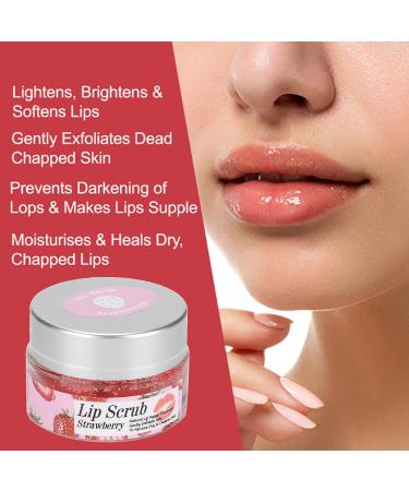 Lip Scrub Strawberry Exfoliator for Dry, Cracked Lips - Natural Care Cream for Brightening Dark Lips - Buy Online on GoSupps.com