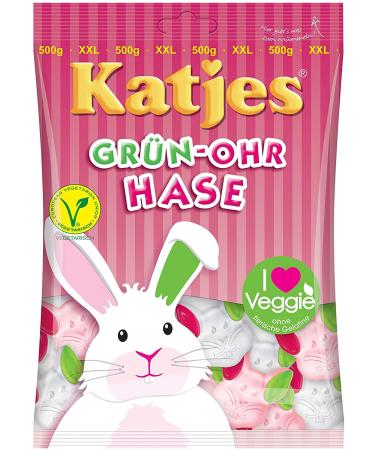 Katjes Green-Ear Bunny - Green-Ear Bunny - 3 x 500g bags | vegetarian fruity foam gum