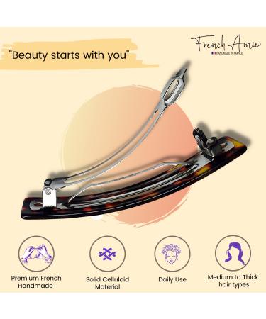French Amie Oblong Handmade 3.5 Celluloid Automatic Hair Clip Barrette - Strong Hold Clip for Girls & Women - Paris Hair Accessories - Made in France (Tokyo Shell) - Buy Online on GoSupps.com
