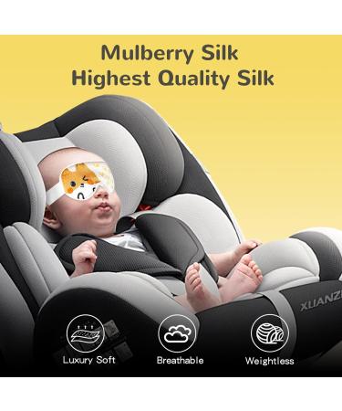 100% Silk Sleep Mask for Kids - Extra Wide Adjustable Velcro Strap Light Blocking Eye Mask for Travel & Sleep Aid (Fox Design - Buy Online on GoSupps.com