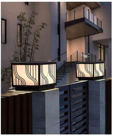 Courtyard Light Solar LED Pillar Light Classic Square Column Head Lamp IP65 Waterproof Outdoor Column Lamp Garden Grass Pillar Lantern for Courtyard Villa Decoration Landscape Lamp - Buy Online on GoSupps.com