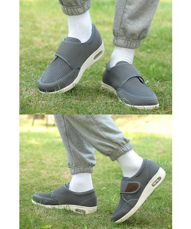 DENACARE Men's Wide Width Adjustable Closure Shoes for Diabetic Edema - Grey - Size 9 Wide - Buy Online on GoSupps.com