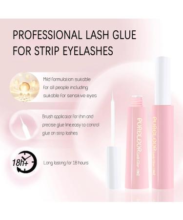 PURELEOR White Eyelash Glue Waterproof Latex Free for Sensitive Eye Strong Hold False Eyelashes Adhesive for Strip Lashes Fast Drying Lash Glue 10ml 0.35oz - Buy Online on GoSupps.com