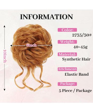 Fulang Hair 5-Pack Large Wavy Bun Extensions - Artificial Hair Ties for Women's Updos & Messy Buns - Buy Online on GoSupps.com
