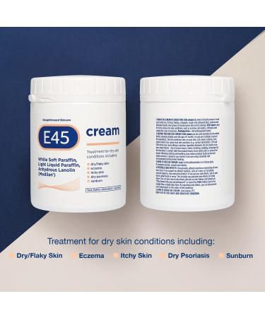 E45 Moisturiser Cream 500g - Body, Face, and Hand Cream for Dry, Flaky Skin - Suitable for Eczema, Psoriasis, and Sunburn - Buy Online on GoSupps.com