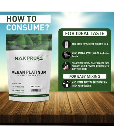 NAK'PRO 100% Soy Protein Isolate Unflavoured - 1kg | 27g Protein 4.9g BCAA | Natural Vegan Plant Protein Powder | Easy To Digest | All Essential Amino Acids for Muscle Gain and Recovery - Buy Online on GoSupps.com