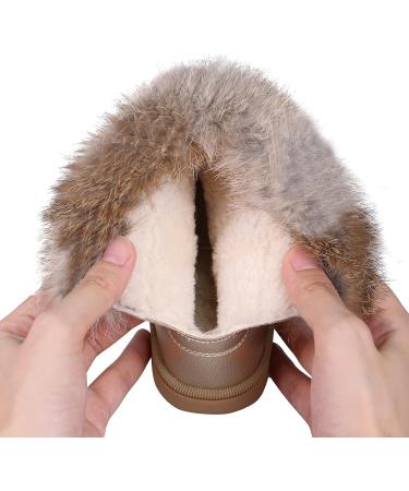 MINBEI Baby Girls Soft Leather Winter Snow Boots Waterproof - Pink/White/Rose Gold/Brown - Size 9.5 UK Child - Buy Online on GoSupps.com