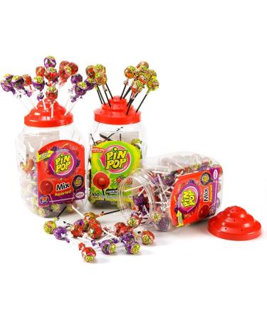 LOLLIPOPS BUBBLEGUM FILLED PIN POP SOUR MIX FLAVOURS LOLLIES KIDS PARTY BAGS (25) Assorted - Buy Online on GoSupps.com