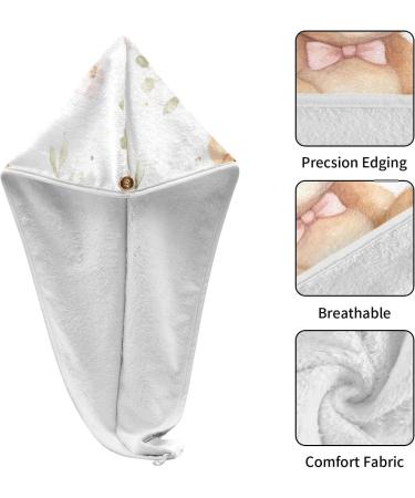Buy Bear Plants Hair Towel 2 Pack - Super Absorbent Quick Dry Hair Turbans for Women & Girls - Ideal Hair Drying Solution - Buy Online on GoSupps.com