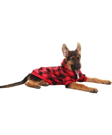 Plaid Dog Hoodie Pet Clothes Sweater with Hat - X-Large Red - Buy Online on GoSupps.com