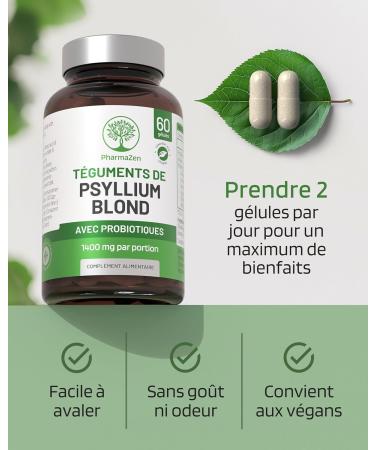 Psyllium Blond with Probiotics 1400 mg - 99% Pure Integuments - 60 Capsules - Transit Digestion Intestinal Function - Dietary Fiber with Psyllium Husk & Probiotic Complex 6 Billion CFU - Buy Online on GoSupps.com