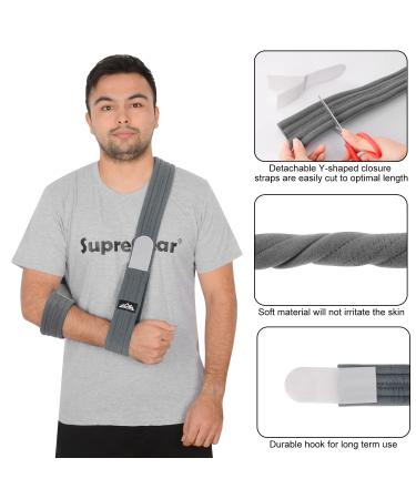 Supregear Adjustable Lightweight Arm Sling | Comfortable Shoulder Immobilizer for Injured Arm, Hand, Elbow | Breathable Medical Support - 180cm (Dark Grey) - Buy Online on GoSupps.com