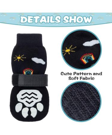 PUPTECK Double-Sided Anti-Slip Dog Socks 3 Pairs - Medium - Pack of 6 - Black(Rainbow) - Buy Online on GoSupps.com