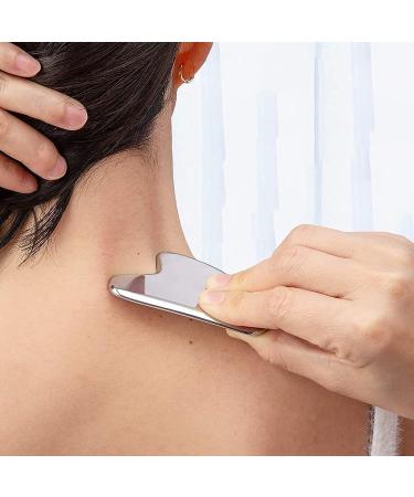 Gua Sha Facial Tools Stainless Steel Face Neck Body Gua Sha Board Reusable Skin Care Tools for Face Body Eyes Neck Skin Tightening(Silver) - Buy Online on GoSupps.com