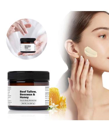 Beef Tallow Skin Care, Beef Tallow & Raw Honey Moisturizing Cream Natural Lotion - Natural Beef Suet Lotion for Skin Care 200g (2PCS)