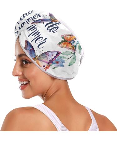 Super Absorbent Wreath Morpho Butterflies Hair Towel 2 Pack | Quick Dry Hair Turbans for Women & Girls - Buy Online on GoSupps.com