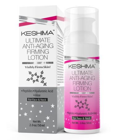 KESHIMA Face & Neck Firming Cream - Lotion Tightens Loose and Sagging Skin - Smooths Wrinkles and Fine Lines - 2 Oz. Scented