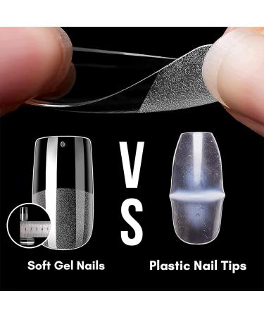 240PCS Medium Square Gel Nail Tips Set - Pre-Buffed Artificial Nails Kit - Buy Online on GoSupps.com