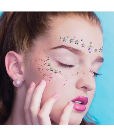RLMOON Mermaid Rhinestone Face Jewels Sticker - 3D Crystal Gem Cosplay Halloween Decoration for Carnival, Music Festivals - 2 Sheet Star Collection - Buy Online on GoSupps.com
