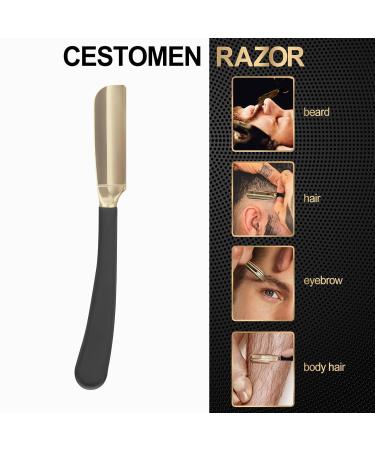 Professional Gold Straight Shaving Razor for Men | Stainless Steel Cut Throat Shavette | Salon Quality Barber Razor - Buy Online on GoSupps.com