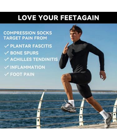 Plantar Fasciitis Compression Socks - 4 Pairs for Men and Women - Ankle Support for Sport and Arthritis Pain Relief - Size L-XL White - Buy Online on GoSupps.com