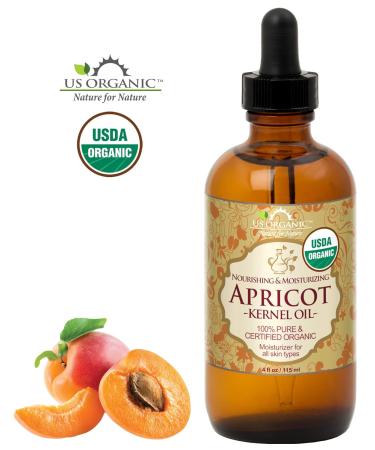 USDA Certified Organic Apricot Kernel Oil - 100% Pure & Natural Cold Pressed Virgin Unrefined - 4 oz Amber Glass Bottle with Eyedropper - Buy Online on GoSupps.com