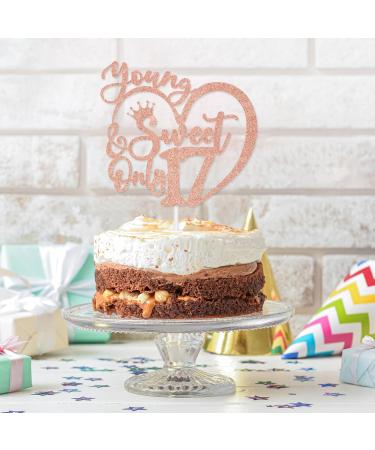 RLXPT Happy 17th Birthday Cake Topper Young Sweet & Only 17 Cake Decorations Dancing Queen 17 17th Birthday Party Decorations Rose Gold Glitter - Buy Online on GoSupps.com