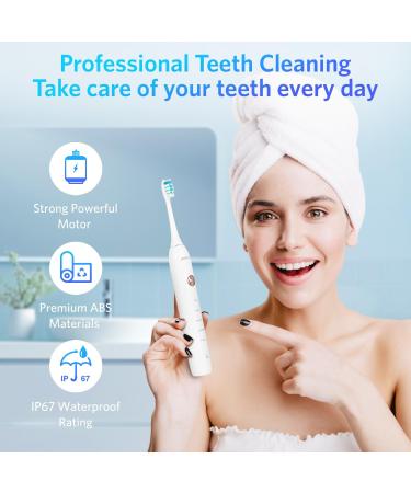 BESTEK Electric Toothbrush - Powerful Rechargeable Toothbrush with Multiple Modes Smart Timer & 6 Replacement Brush Heads - International Shipping Available - Buy Online on GoSupps.com
